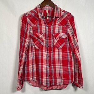 Seven7 Red Plaid Shirt Size S